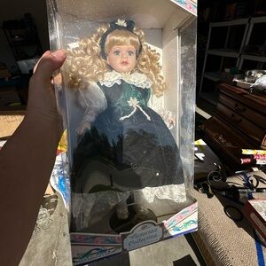 Porcelain Doll with Blonde Hair